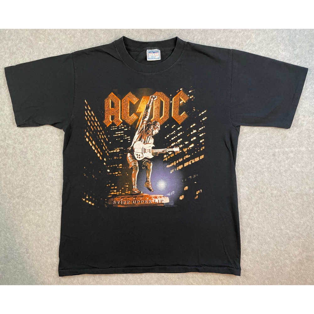 Vintage 2000 Black AC/DC Stiff Upper Lip Tour Shirt AllSport USA Tag in Large 44